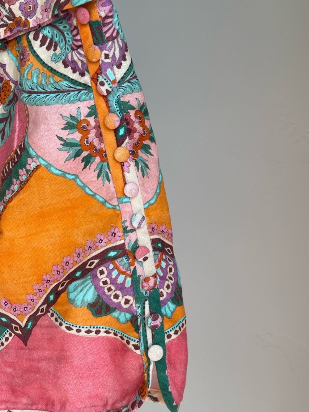 Zara High-Waist Printed Shorts in Pink, Orange & Teal - Picture 2 of 3
